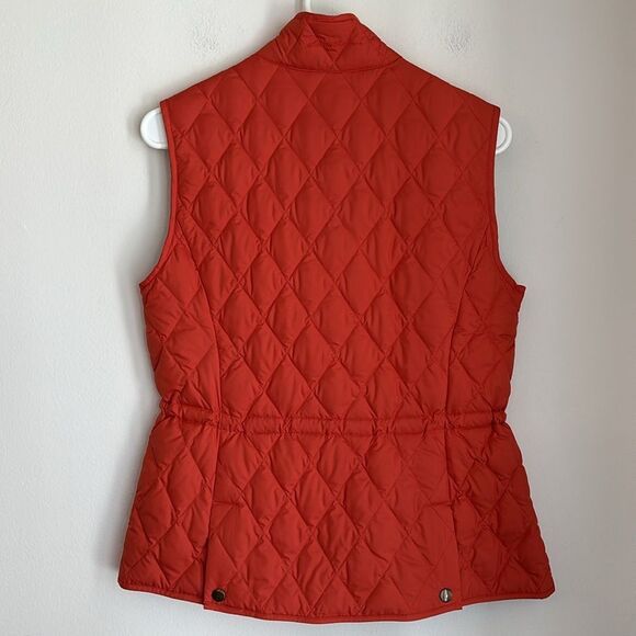 Eddie Bauer Button Down Goose Down Quilted Vest Womens Small Orange preppy EUC! - Picture 11 of 12